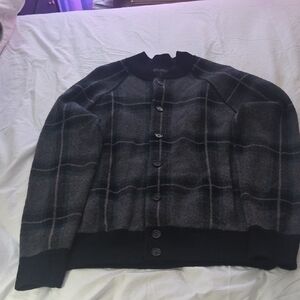 Banana Republic Gray and Black Bomber Jacket